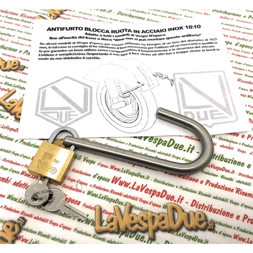 Horquilla antirrobo de acero inoxidable para ruedas VESPA NLR SPECIAL ET3 PRIMAVERA ELESTART PK PX PE ARCOBALENO SPRINT VELOCE SUPER TS GL RALLY SS GS 50 90 125 150 160 180 200
