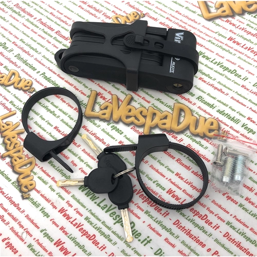 CERRADURA ANTIRROBO VIRO MAMBA para VESPA, APE, LAMBRETTA, PIAGGIO, CIAO, SI, BRAVO, BOXER, BICICLETAS