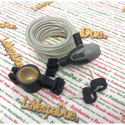 VIRO HAWAII câble acier laisse ANTIVOL VESPA vélo moto APE LAMBRETTA PIAGGIO CIAO SI BRAVO BOXER BIKE