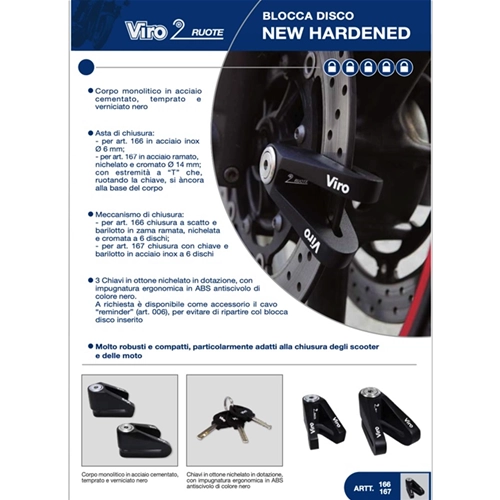 Candado de disco antirrobo VIRO endurecido de 6 mm para Vespa, Moto, Ape, Lambretta, Piaggio, Ciao, Si, Bravo Boxer