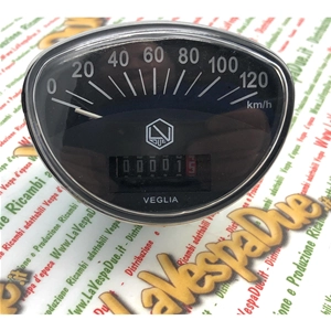 LVDUE Sechseck-Tachometer SCHWARZ 120 km/h Skala VESPA TS GTR RALLY PRIMAVERA ET3