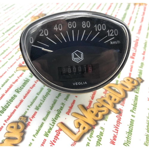 LVDUE Sechseck-Tachometer SCHWARZ 120 km/h Skala VESPA TS GTR RALLY PRIMAVERA ET3