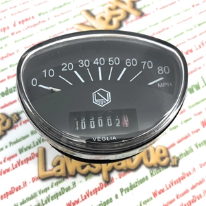 Contador de millas LVDUE, hexagonal negro, escala de 80 mph, para Vespa TS Rally Primavera ET3 GTR en millas.