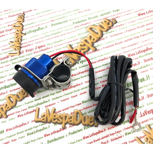 Waterproof BLUE aluminum 4.6 USB port socket with handlebar mounting bracket for low headlight VESPA APE LAMBRETTA cars, motorcycles, scooters, boats, trucks
