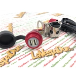 Prise USB 4,6 mm en aluminium rouge étanche pour Vespa, avec support de fixation au guidon et phare bas