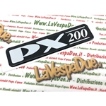 Letras adhesivas de resina para capó y laterales de la carrocería de la VESPA PX 200 1998, base negra espejada.