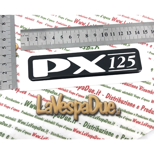 Resin adhesive plate lettering for bonnet and side body for VESPA PX 125 1998 black mirrored base