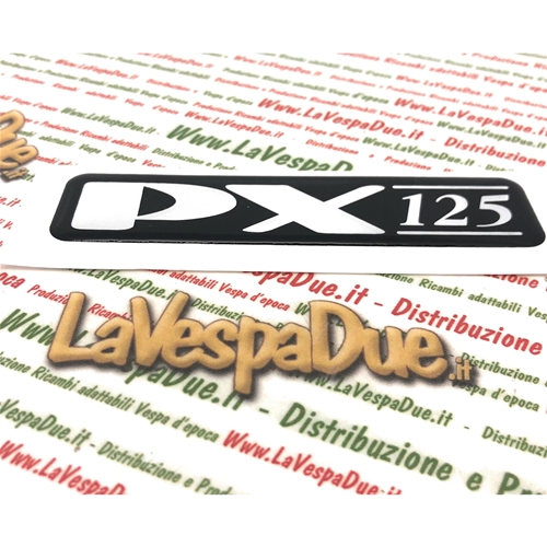 Resin adhesive plate lettering for bonnet and side body for VESPA PX 125 1998 black mirrored base