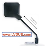 Rétroviseur extérieur droit carré noir pour Vespa 50, 125, 150, 180, 200 PX, PE et Sprint, avec support.