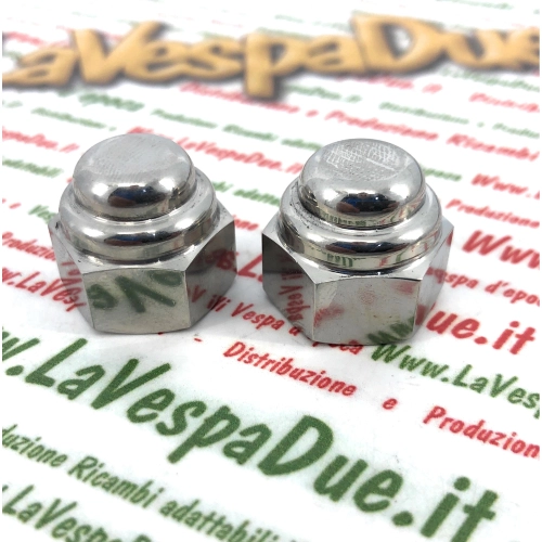 Juego de 2 tuercas pulidas para fijar el buje trasero de la LAMBRETTA 150, chaveta de 22 mm, paso 12 x 1,5.