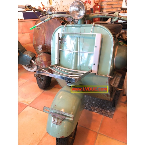 Verchromter Edelstahl-Gepäckträger vorne für VESPA 98 125 150 V1 V15 V30 V33 VB1 VM VN VL mit abblendendem Scheinwerfer von 1946 bis 1958