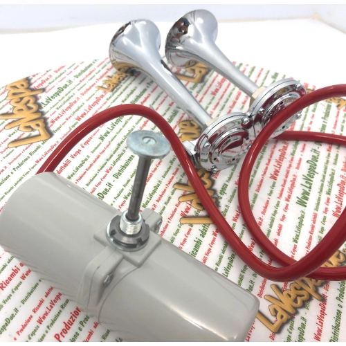 Poli Brescia Air Horns with Foot Pump for Vespa Lambretta Fiat Alfaromeo etc.