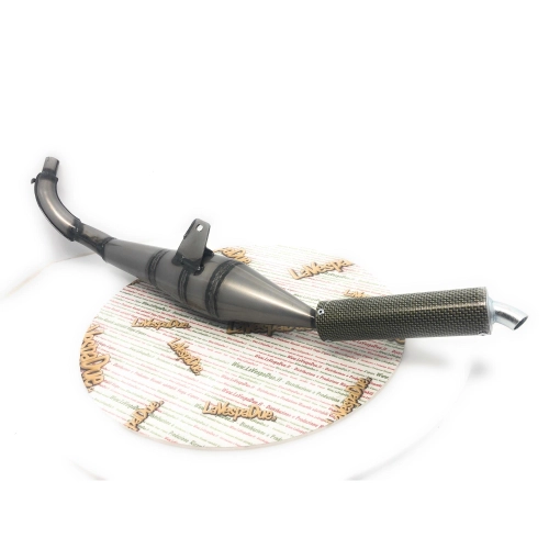 SIMONINI expansion muffler with carbon silencer, Ø 22 mm connection, for Piaggio CIAO BRAVO BOXER