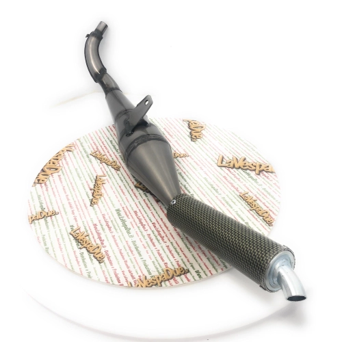 SIMONINI expansion muffler with carbon silencer, Ø 22 mm connection, for Piaggio CIAO BRAVO BOXER