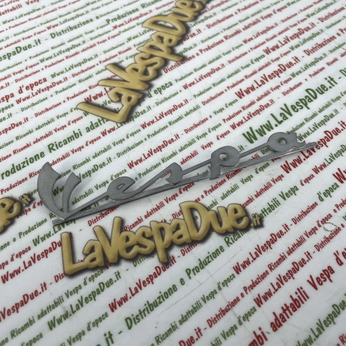 Front lettering in aluminum three pegs 140 mm for VESPA 50 SPECIAL first series from 1969 to 1972 Italian product in handcrafted casting
