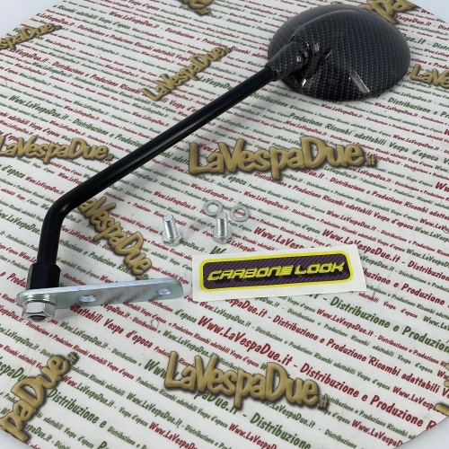 Espejo retrovisor derecho/izquierdo con aspecto de carbono para Vespa 50 125 150 180 200, completo con soporte.