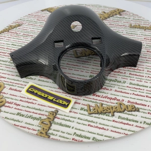 Cache-guidon trois trous aspect carbone Vespa PX PE première série 125 150 200, produit italien 80 125 150 200