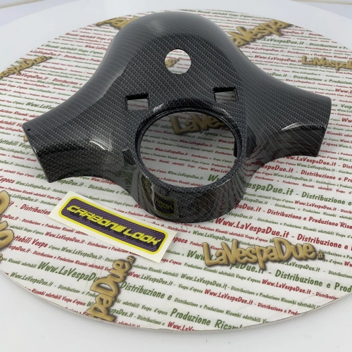 Cache-guidon trois trous aspect carbone Vespa PX PE première série 125 150 200, produit italien 80 125 150 200