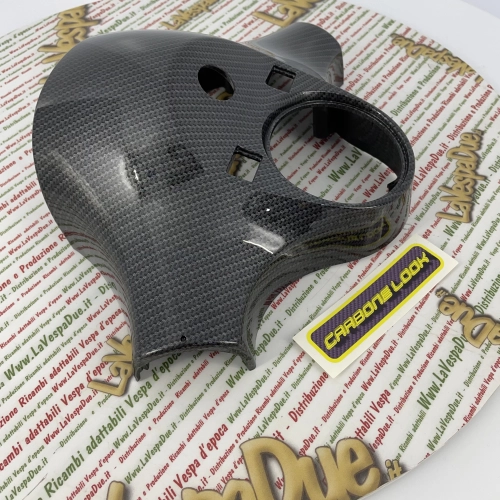 Cache-guidon trois trous aspect carbone Vespa PX PE première série 125 150 200, produit italien 80 125 150 200