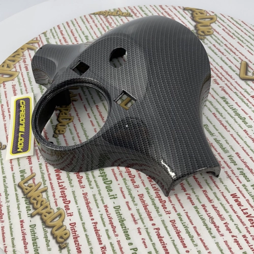 Cache-guidon trois trous aspect carbone Vespa PX PE première série 125 150 200, produit italien 80 125 150 200