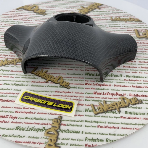 Cache-guidon trois trous aspect carbone Vespa PX PE première série 125 150 200, produit italien 80 125 150 200