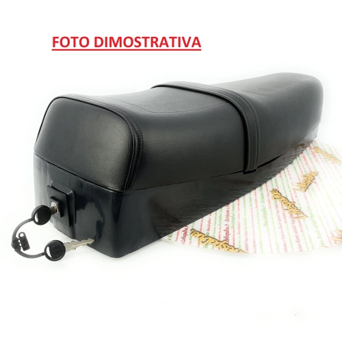 FUNDA DE ASIENTO NEGRA LARGA PARA VESPA PK 50 80 125 XL CON CUADRADOS