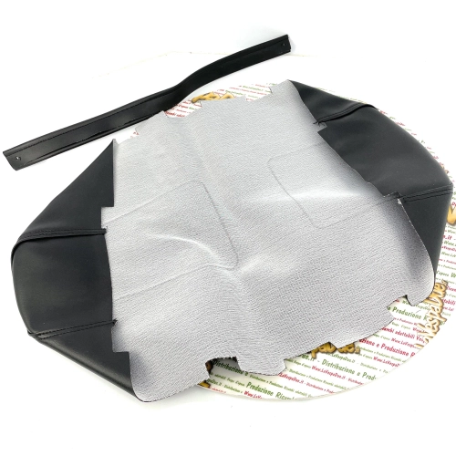 FUNDA DE ASIENTO NEGRA LARGA PARA VESPA PK 50 80 125 XL CON CUADRADOS