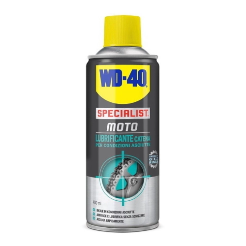 El lubricante para cadenas WD-40 de 400 ml, apto para todas las condiciones, proporciona una mayor protección.