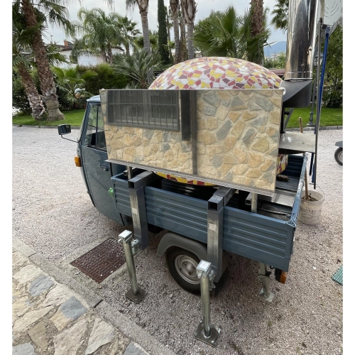 Soporte móvil giratorio para estacionamiento, para la conversión de APE en remolque con horno de pizza, etc.