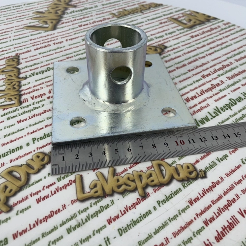 Flange plate for rotating mobile parking foot for APE conversion to trailer pizza oven etc.