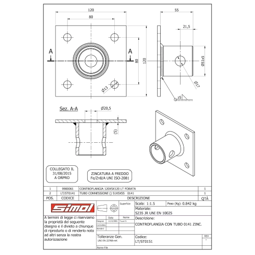 Flange plate for rotating mobile parking foot for APE conversion to trailer pizza oven etc.