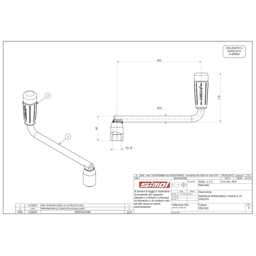 KEY HANDLE KNOB for rotating mobile parking foot for APE conversion to trailer, pizza oven, etc.