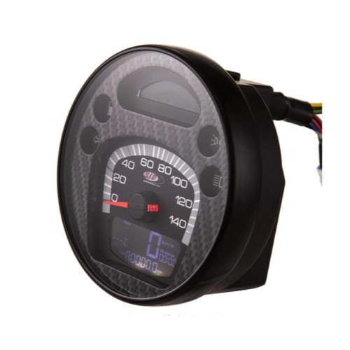 Contachilometri contagiri SIP 50000223 2.0 CARBON STYLE VESPA 80 125 150 200 PX E arcobaleno LUSSO 98 MY adattabile anche per GTV GT60 quadrante nero numeri bianchi cornice acciaio inox 24 funzioni digitale analogico