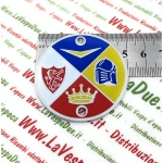 Escudo con emblema del logotipo CAVALLI de estilo vintage, de 50 mm de diámetro, fabricado en aluminio, para su aplicación en VESPA y accesorios.