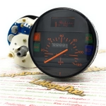 Schwarzer Tachometer mit orangefarbener Skala bis 120 km/h für Vespa PK XL N RUSH 50 125