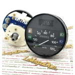Schwarzer Tachometer 120 km/h für Vespa PX PE Arcobaleno 125 150 200, anpassbar an PX XL 50 125