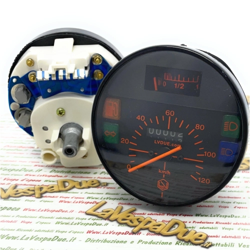 LVDUE Schwarzer Tachometer 120 km/h, orange Skala für Vespa PK XL N RUSH 50 125