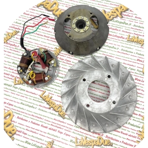 Flywheel with stator 6 volts 3 wires with tips and capacitor for VESPA SPRINT SPRINT VELOCE SUPER TS GTR GT VNB VBB etc...