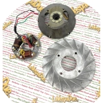 Flywheel with stator 6 volts 3 wires with tips and capacitor for VESPA SPRINT SPRINT VELOCE SUPER TS GTR GT VNB VBB etc...