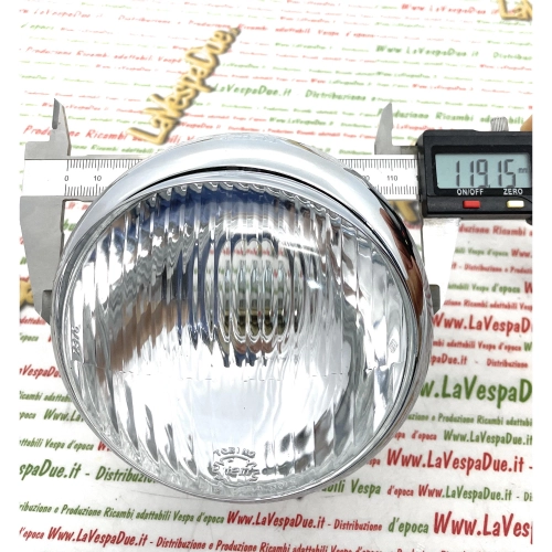 SIEM front headlight assembly Ø 105 mm for VESPA 150 VL3T 1956 complete with chromed lamp holder frame and lens ro 025483