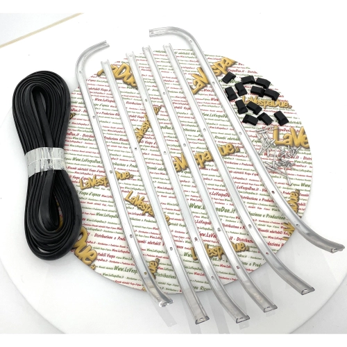 Complete set of footboard strips in soft aluminium for VESPA PX PE T5 125 150 200 from 1983 onwards with all blind tips ro 154670