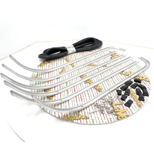 Complete set of footboard strips in soft aluminium for VESPA PX PE T5 125 150 200 from 1983 onwards with all blind tips ro 154670