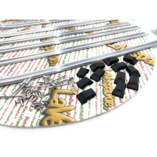 Complete set of footboard strips in soft aluminium for VESPA PX PE T5 125 150 200 from 1983 onwards with all blind tips ro 154670