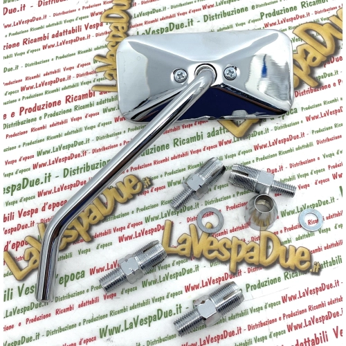 Rectangular left-hand rearview mirror for VESPA and motorcycles