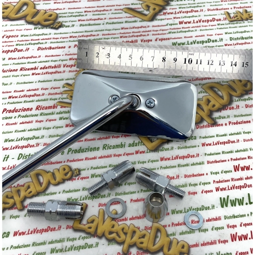 Rectangular left-hand rearview mirror for VESPA and motorcycles
