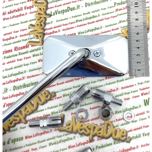 Rectangular left-hand rearview mirror for VESPA and motorcycles
