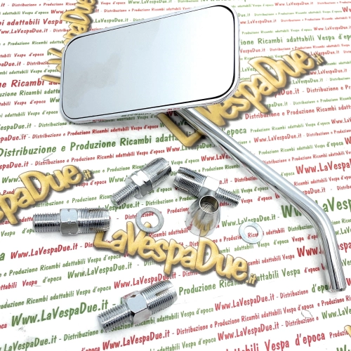 Rectangular left-hand rearview mirror for VESPA and motorcycles