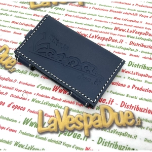 Portachiavi VESPA APE e LAMBRETTA antigraffio porta documenti tipo carta di credito pubblicitario in pelle con clip ed anello VESPA APE e LAMBRETTA