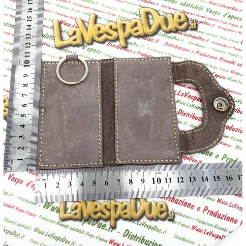 Kratzfester Schlüsselanhänger mit VESPA APE- und LAMBRETTA-Motiven, Dokumentenhülle im Kreditkartenformat, Werbe-Schlüsselanhänger aus Leder mit Clip und Ring (VESPA APE und LAMBRETTA)