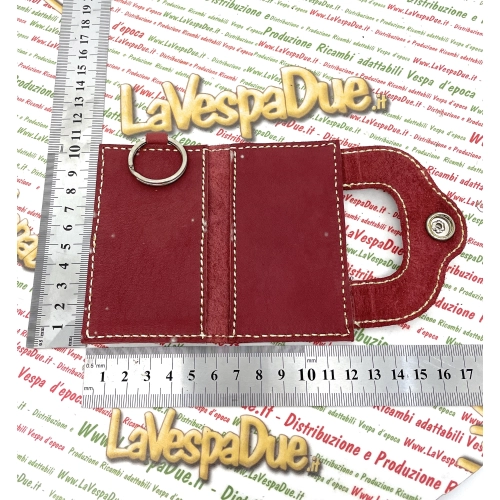 Kratzfester Schlüsselanhänger mit VESPA APE- und LAMBRETTA-Motiven, Dokumentenhülle im Kreditkartenformat, Werbe-Schlüsselanhänger aus Leder mit Clip und Ring (VESPA APE und LAMBRETTA)